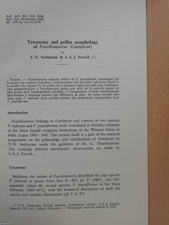 Taxonomy and pollen morphology of Poeciloneuron (Guttiferae) (dedikált példány)