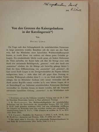 Von den Grenzen des Kaisergedankens in der Karolingerzeit (dedikált példány)