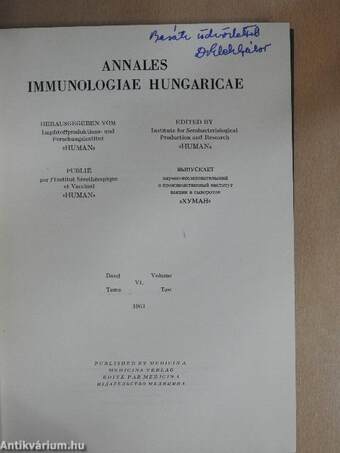 Annales Immunologiae Hungaricae VI-VIII.