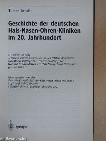 Geschichte der deutschen Hals-Nasen-Ohren-Kliniken im 20. Jahrhundert