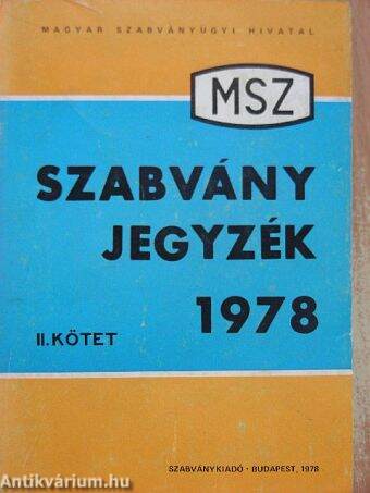 MSZ szabványjegyzék 1978 II. (töredék)