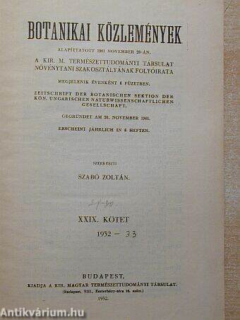 Botanikai közlemények 1932-33