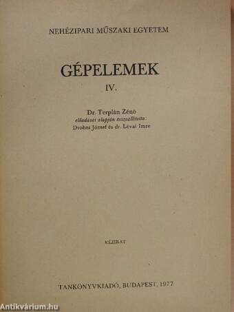 Gépelemek IV.