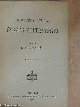 Reviczky Gyula összes költeményei