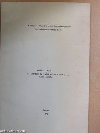 Az Amerikai Egyesült Államok története /1783-1877/