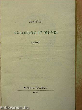 Schiller válogatott művei I. (töredék)