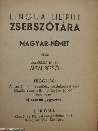 Lingua Liliput Zsebszótára - Magyar-német rész (minikönyv)