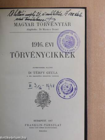 1916. évi törvénycikkek