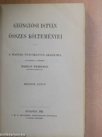 Gyöngyösi István összes költeményei II.