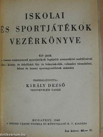 Iskolai és sportjátékok vezérkönyve