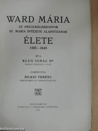 Ward Mária élete 1585-1645