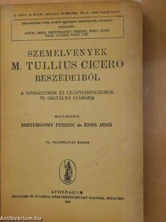 Szemelvények M. Tullius Cicero beszédeiből 