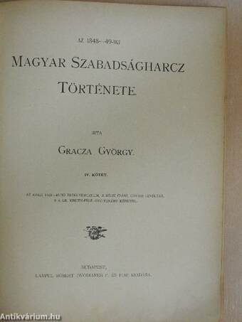 Az 1848-49-iki Magyar Szabadságharcz Története IV. (töredék)