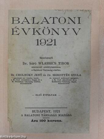 Balatoni Évkönyv 1921