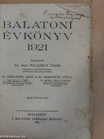 Balatoni Évkönyv 1921