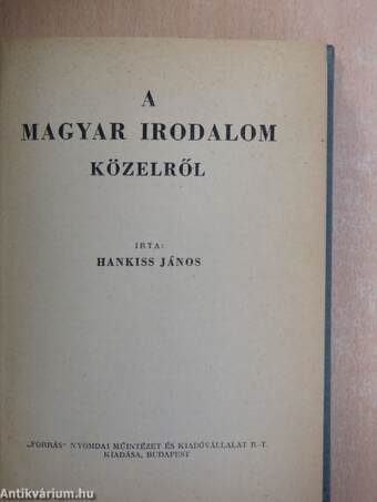 A magyar irodalom közelről