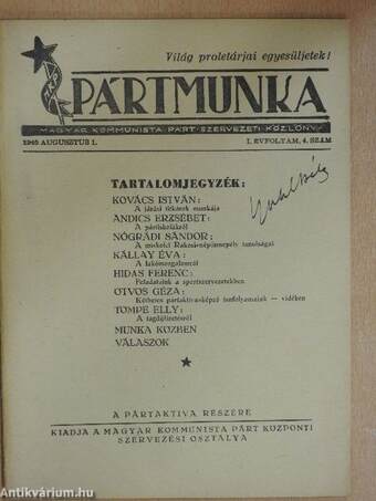 Pártmunka 1945. augusztus 1.