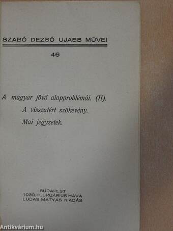 A magyar jövő alapproblémái (II.)