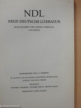 Neue Deutsche Literatur 1957/8.