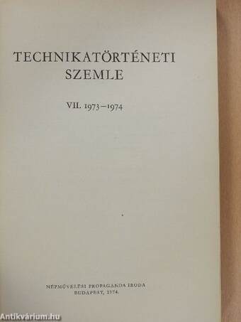 Technikatörténeti Szemle 1973-1974/VII.