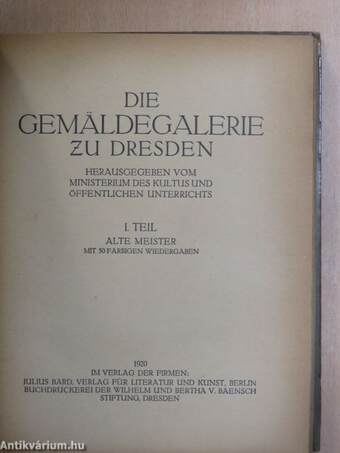 Die Gemäldegalerie zu Dresden I. (rossz állapotú)