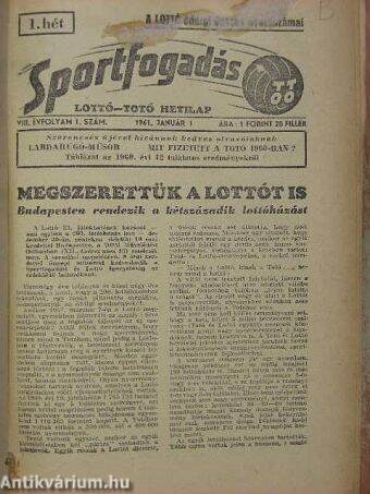 Sportfogadás 1961. (nem teljes évfolyam)