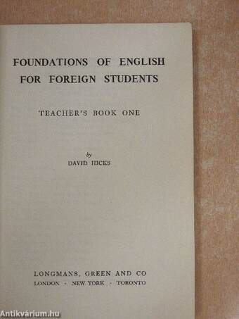 Foundations of English for foreign students - Teacher's Book 1