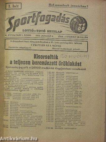 Sportfogadás 1963. január-december