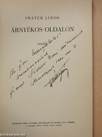 Árnyékos oldalon (dedikált példány)