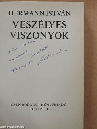 Veszélyes viszonyok (dedikált példány)