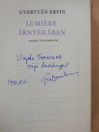 Lumiére árnyékában (dedikált példány)