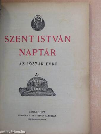 Szent István naptár az 1937-ik évre