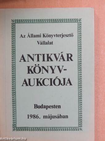 Az Állami Könyvterjesztő Vállalat antikvár könyvaukciója Budapesten 1986. májusában