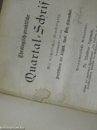 Theologisch-praktische Quartal-Schrift 1894/1-4. (gótbetűs)