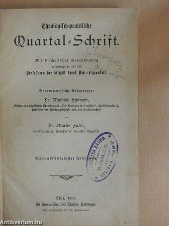 Theologisch-praktische Quartal-Schrift 1901/1-4. (gótbetűs)