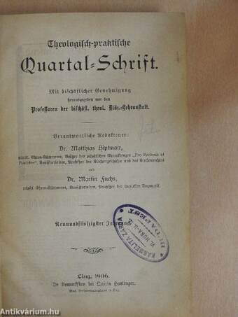 Theologisch-praktische Quartal-Schrift 1906/1-4. (gótbetűs)