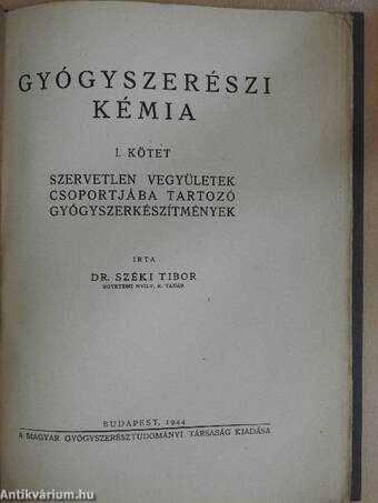 Gyógyszerészi kémia I.