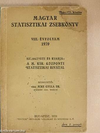 Magyar statisztikai zsebkönyv 1939.