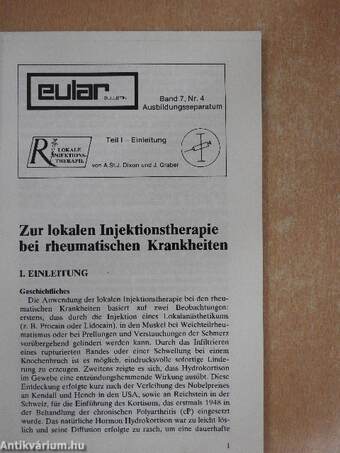 Zur lokalen Injektionstherapie bei rheumatischen Krankheiten Teil 1-11