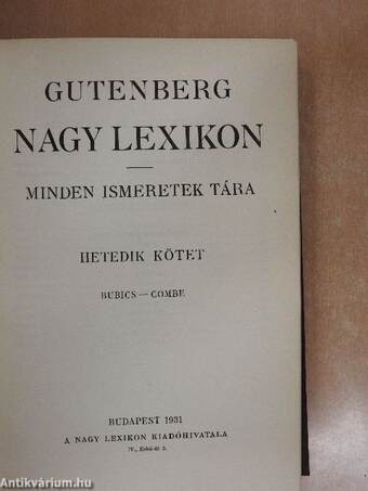 Gutenberg Nagy Lexikon VII. (töredék)