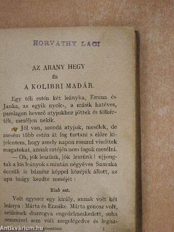 Az aranyhegy és a kolibri madár