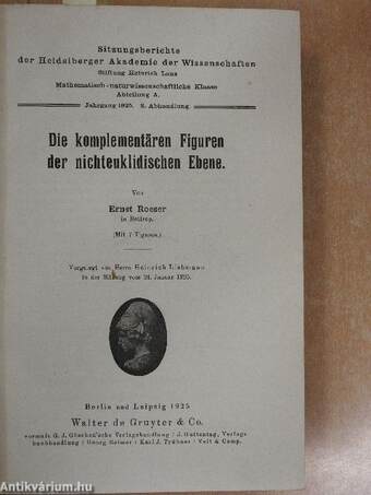 Sitzungsberichte der Heidelberger Akademie der Wissenschaften 1925-1926