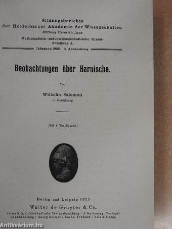 Sitzungsberichte der Heidelberger Akademie der Wissenschaften 1925-1926