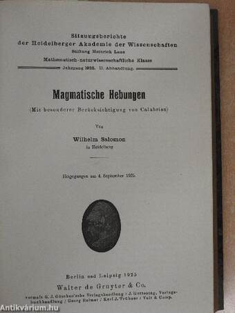 Sitzungsberichte der Heidelberger Akademie der Wissenschaften 1925-1926