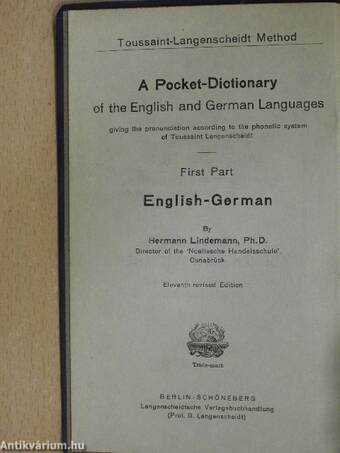 Taschenwörterbuch der englischen und deutschen Sprache I./A Pocket-Dictionary of the English and German Languages I.