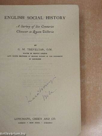 English Social History (Karácsonyi Béla könyvtárából)
