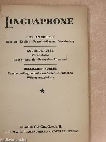 Linguaphone - Russian Course, Russian-English-French-German Vocabulary