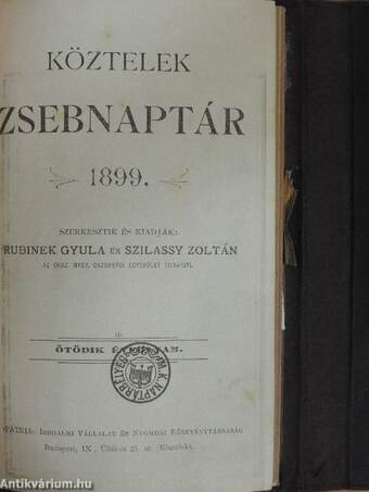 Köztelek zsebnaptár 1899.