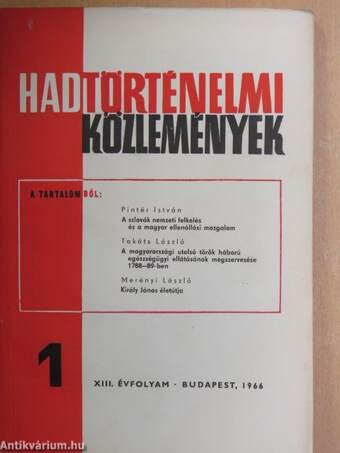 Hadtörténelmi Közlemények 1966/1-4.