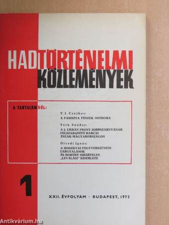 Hadtörténelmi Közlemények 1975/1-4.